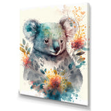 Cute Koala Floral Art - Koala Large Canvas Wall Art