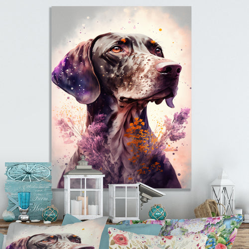 Cute German Pointer Floral Art - Dog Living Room Wall Art