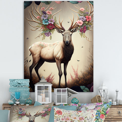 Caribou With Blooming Antlers - Caribou Canvas Wall Art