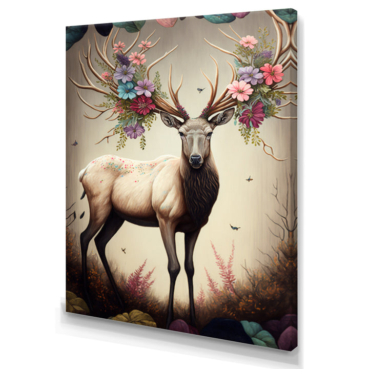 Caribou With Blooming Antlers - Caribou Canvas Wall Art