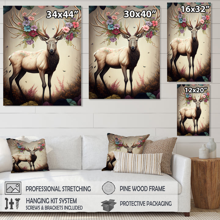 Caribou With Blooming Antlers - Caribou Canvas Wall Art