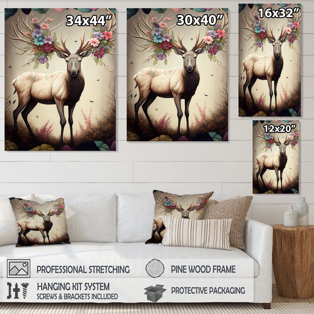 Caribou With Blooming Antlers - Caribou Canvas Wall Art