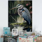 Heron At The Edge Of The River - Heron Canvas Wall Art
