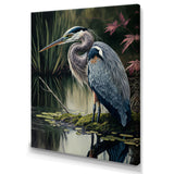 Heron At The Edge Of The River - Heron Canvas Wall Art