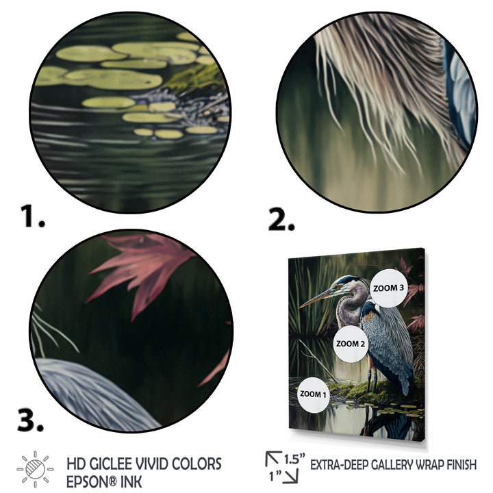 Heron At The Edge Of The River - Heron Canvas Wall Art