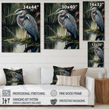 Heron At The Edge Of The River - Heron Canvas Wall Art