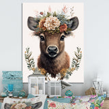 Cute Fawn With Floral Crown - Deer Wall Decor