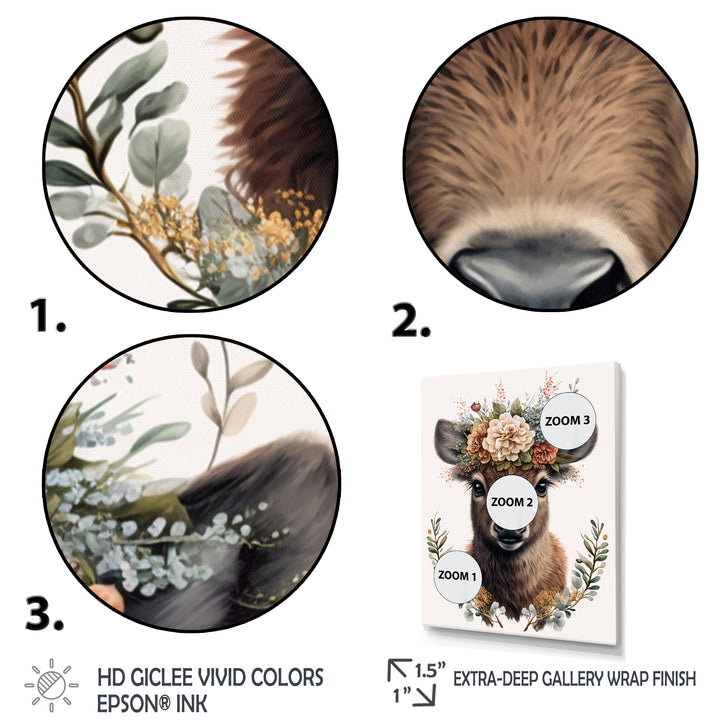 Cute Fawn With Floral Crown - Deer Wall Decor