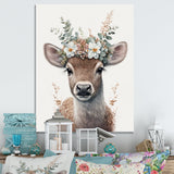 Cute Baby Fawn With Floral Crown - Deer Wall Art Prints