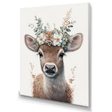 Cute Baby Fawn With Floral Crown - Deer Wall Art Prints