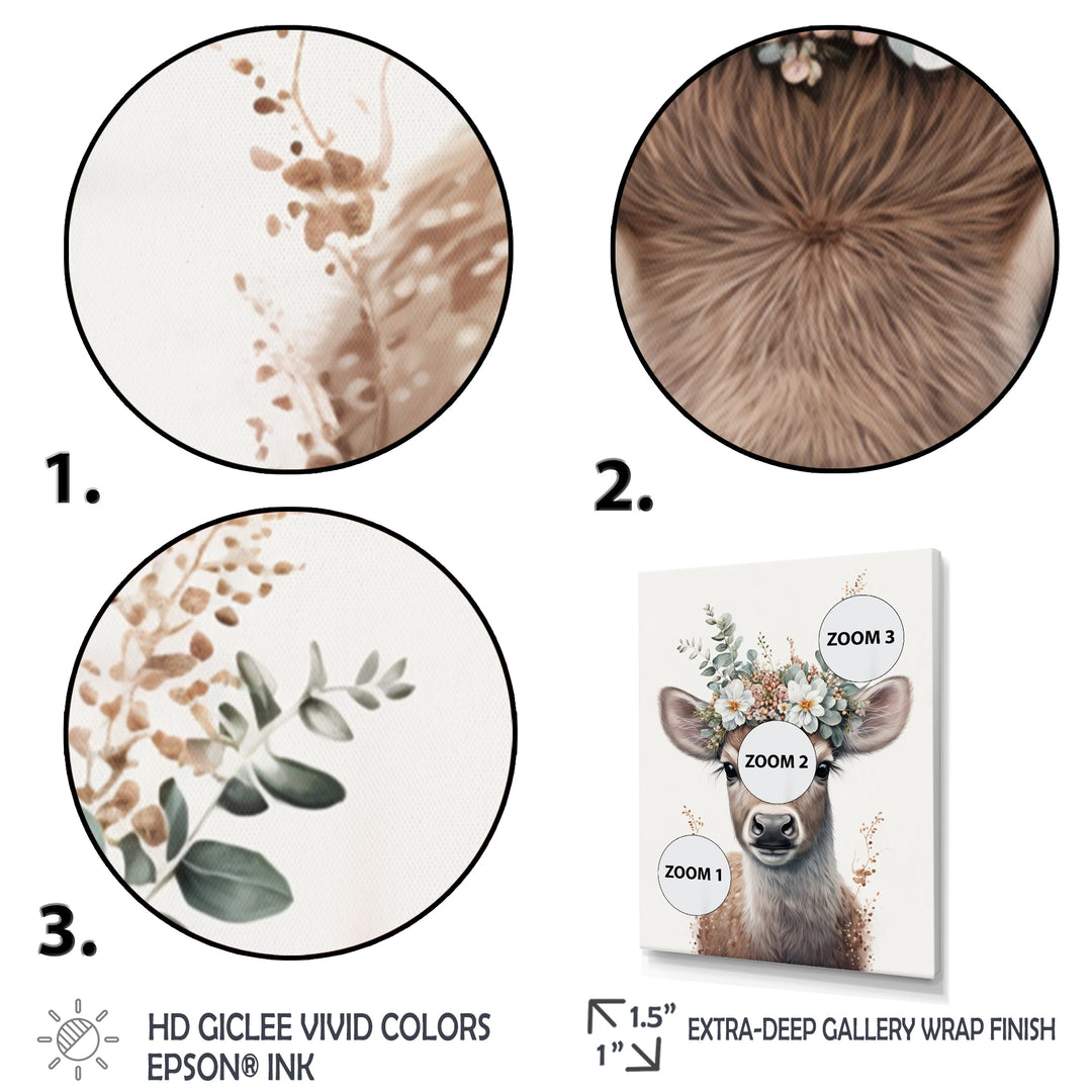 Cute Baby Fawn With Floral Crown - Deer Wall Art Prints