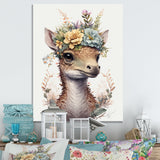 Cute Baby Dinosaur With Floral Crown - Dinosaur Laundry Framed Canvas Art