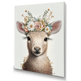 Cute Baby Sheep With Floral Crown - Sheep Living Room Wall Art