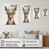 Cute Baby Kangaroo With Floral Crown - Kangaroo Canvas Wall Art