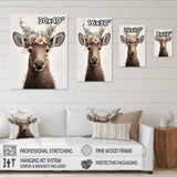Cute Baby Moose With Floral Crown - Moose Landscape Mountains Wall Decor