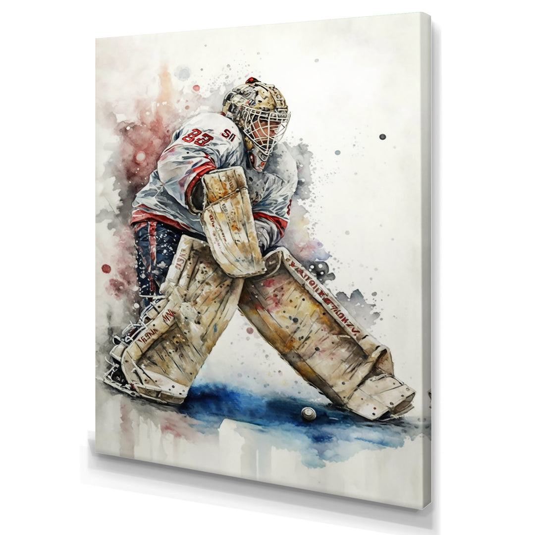 Hockey Goalie On Ice During Play I - Sport Hockey Canvas Wall Art