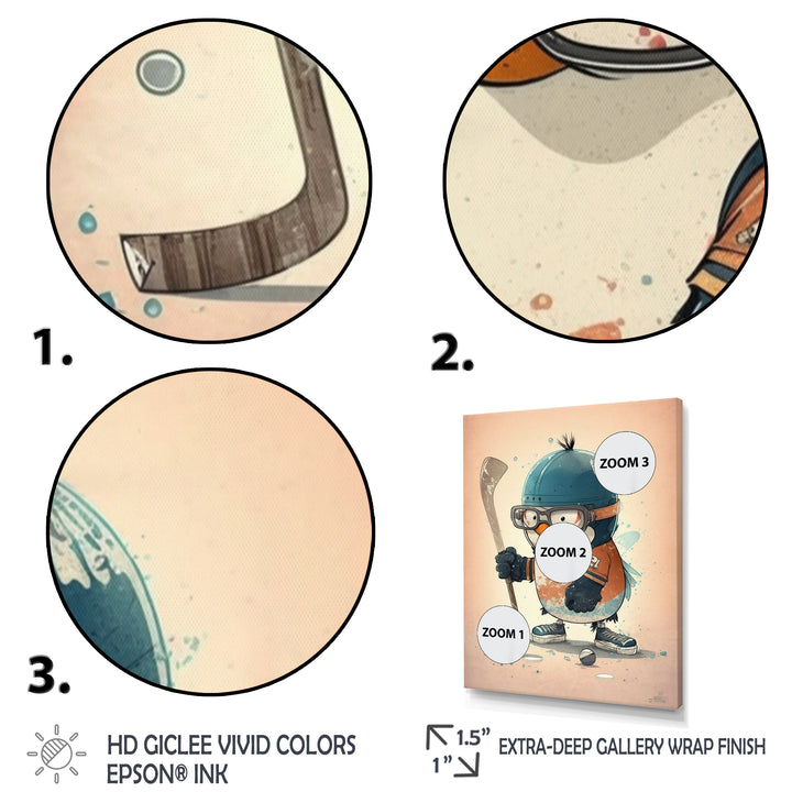 Anime Hockey Penguin - Sport Hockey Canvas Wall Art