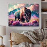 Buffalo With Landscape - Buffalo Large Canvas Wall Art