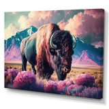 Buffalo With Landscape - Buffalo Large Canvas Wall Art