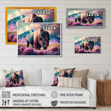 Buffalo With Landscape - Buffalo Large Canvas Wall Art