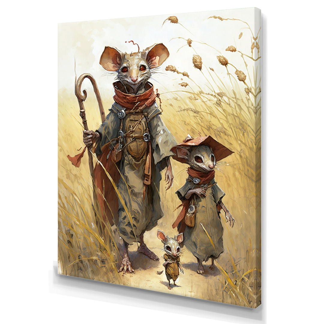 Family Of Mice In Grass - Mouse Home Decor Art