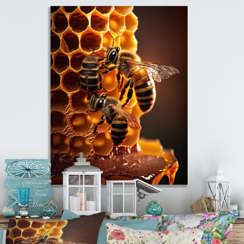 Honey Bees In Nest - Bee Canvas Wall Art