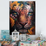 Tiger Tattoo With Flowers - Tiger Large Canvas Wall Art