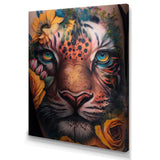 Tiger Tattoo With Flowers - Tiger Large Canvas Wall Art