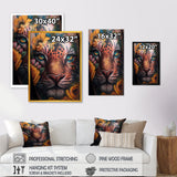 Tiger Tattoo With Flowers - Tiger Large Canvas Wall Art