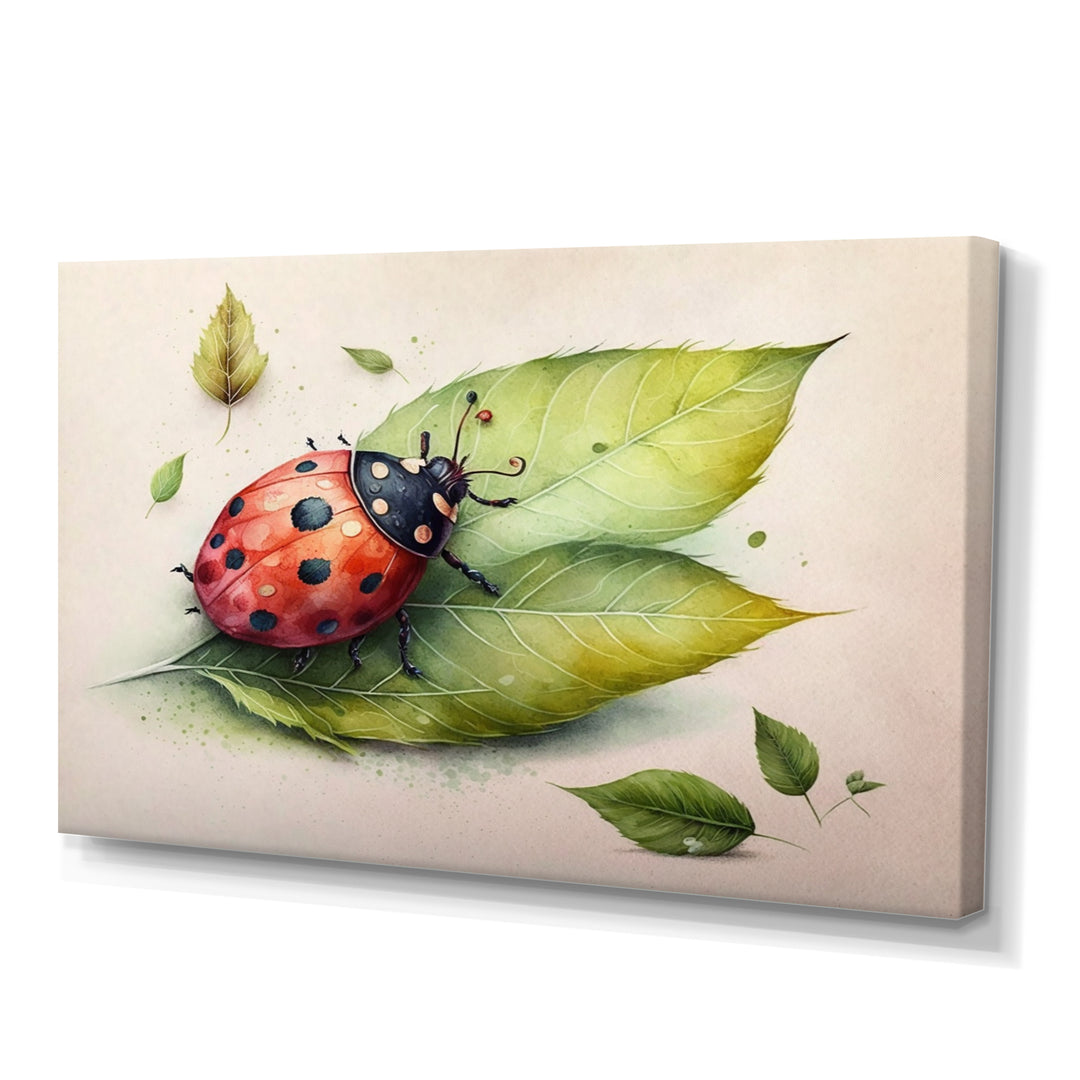 Ladybug On A Leaf - Ladybug Home Decor Art