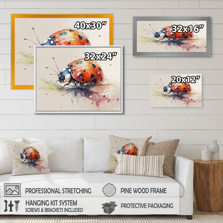 Ladybug On A Leaf Watercolor - Ladybug Living Room Wall Art