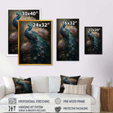 Peacock With Flowers - Animals Canvas Wall Art