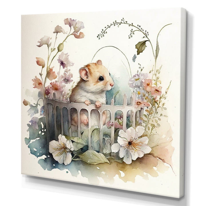 Mouse In Crib With Flowers - Mouse Wall Art Prints