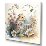 Mouse In Crib With Flowers - Mouse Wall Art Prints