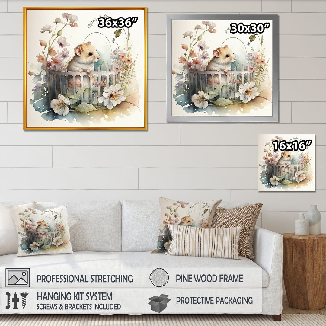 Mouse In Crib With Flowers - Mouse Wall Art Prints