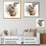 Koala Bear Holding Flowers - Koala Large Canvas Wall Art