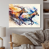 Deers Running - Brown Deer Wall Art