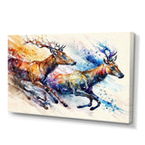 Deers Running - Brown Deer Wall Art
