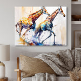 Giraffes Running - Giraffe Framed Canvas Art