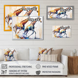 Giraffes Running - Giraffe Framed Canvas Art