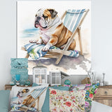Dog Laying On The Beach - Dog Canvas Wall Art
