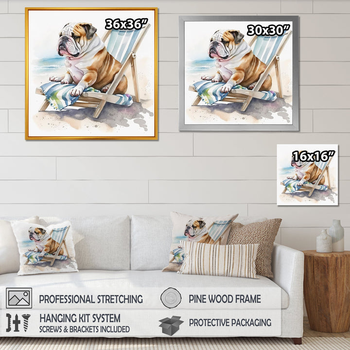 Dog Laying On The Beach - Dog Canvas Wall Art