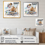 Dog Laying On The Beach - Dog Canvas Wall Art