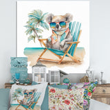 Koala With Sunglasses On The Beach - Gray Koala Wall Art