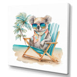 Koala With Sunglasses On The Beach - Gray Koala Wall Art