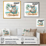 Koala With Sunglasses On The Beach - Gray Koala Wall Art