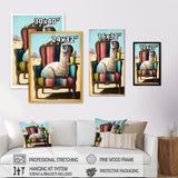 Llama Sitting On Lounge Chair In The Dessert - Llama Framed Canvas Art
