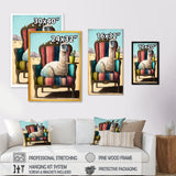Llama Sitting On Lounge Chair In The Dessert - Llama Framed Canvas Art