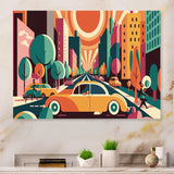 Colorful Cityscape Cars I - Car/Van Canvas Wall Art