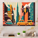 Futuristic Cityscape With Cars I - Car/Van Canvas Wall Art